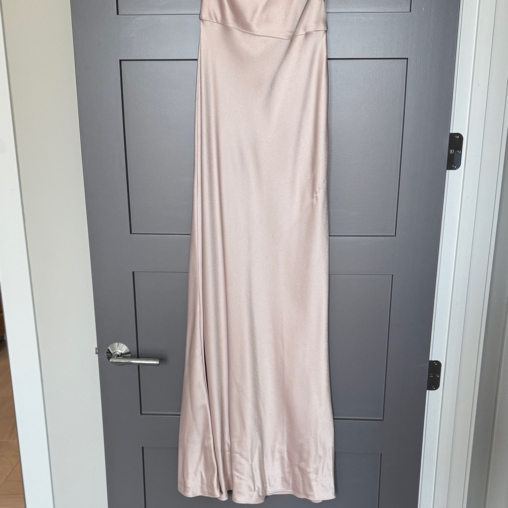 Jenny Yoo One-Shoulder Satin Gown in Blush - Picture 5 of 9